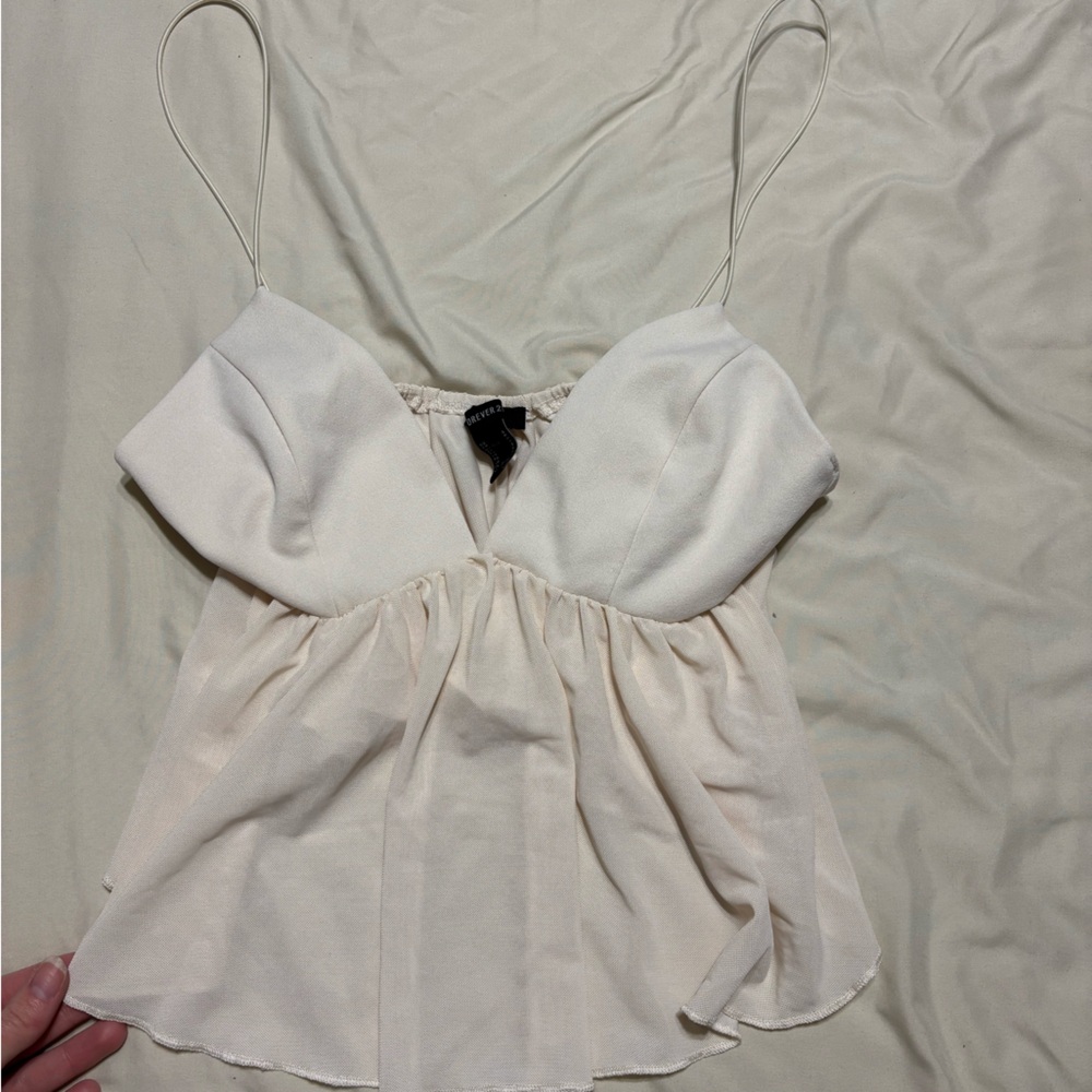 Forever 21 Cream Sleeveless Top